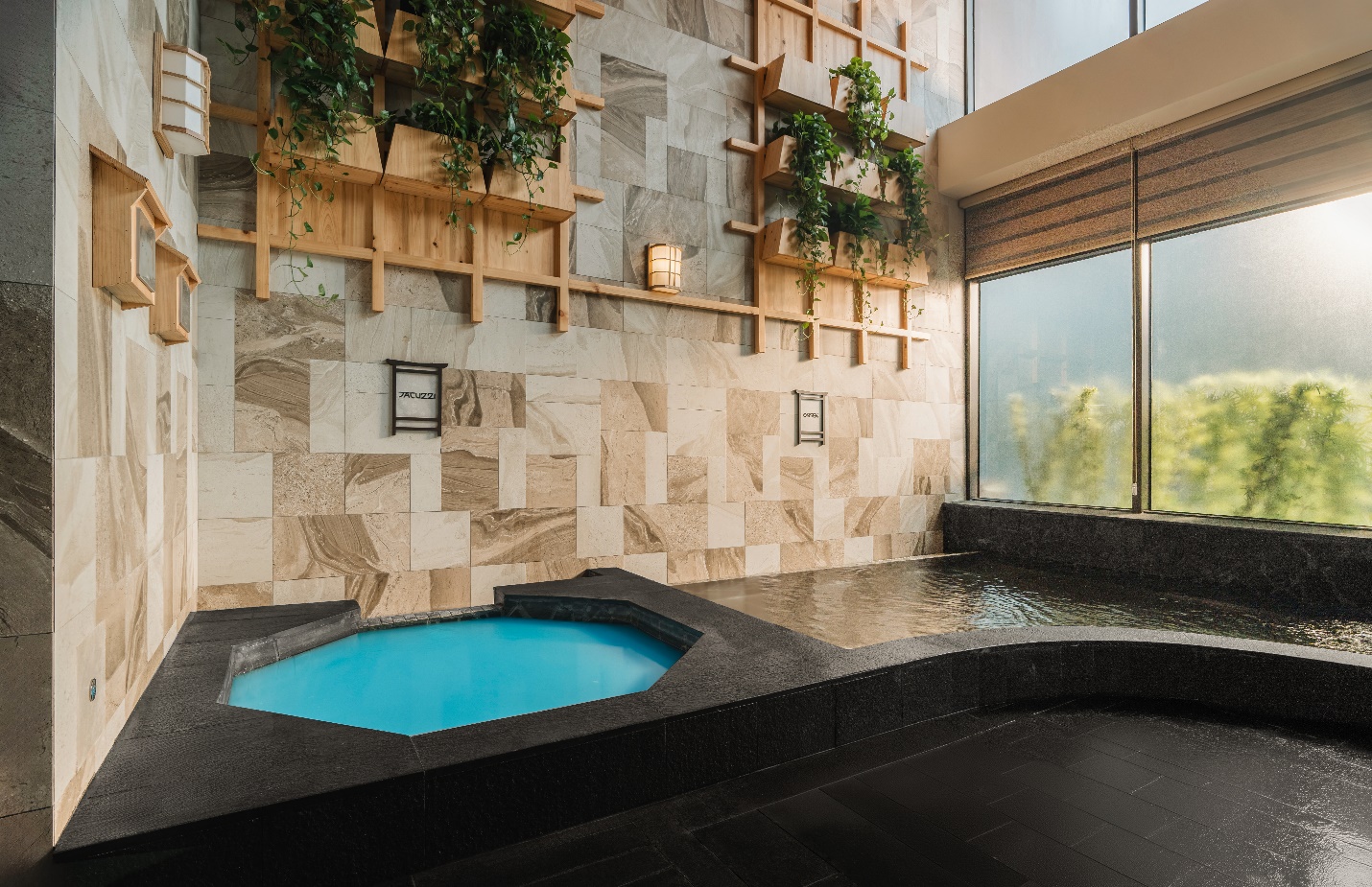 Bể khoáng nóng onsen phong cách Nhật Bản do Ecopark phát triển, tham chiếu cho tiện ích tại Forest Onsen