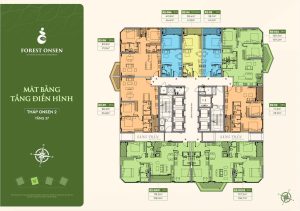 Mặt bằng layout tầng 37 tháp Onsen 2 căn hộ Forest Onsen với 9 mã căn